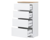 Комод REMI 54 см, 4 ящика, белый и дуб эвок Комод REMI 54 см, 4 ящика, белый и дуб эвок