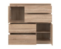 Комод REMI 108 см, 2 двери и 4 ящика, дуб сонома