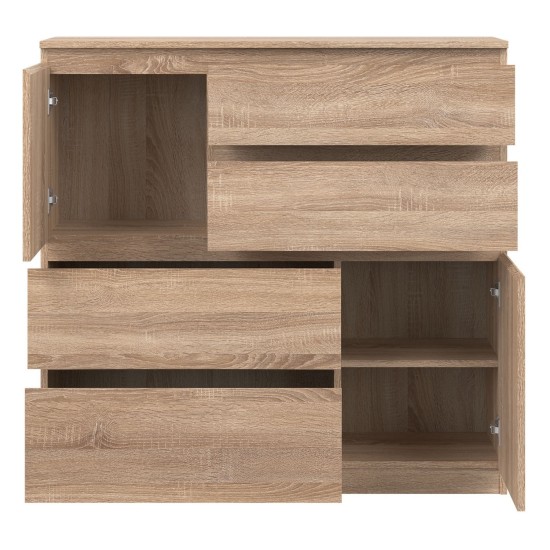 Комод REMI 108 см, 2 двери и 4 ящика, дуб сонома
