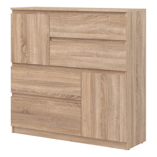 Комод REMI 108 см, 2 двери и 4 ящика, дуб сонома