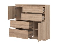 Комод REMI 108 см, 2 двери и 4 ящика, дуб сонома