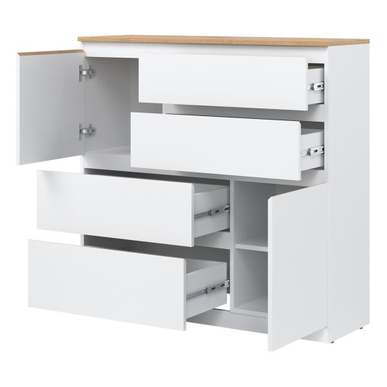 Комод REMI 108 см, 2 двери и 4 ящика, дуб эвок Комод REMI 108 см, 2 двери и 4 ящика, дуб эвок
