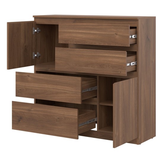Комод REMI 108 см, 2 двери и 4 ящика, дуб кастелло