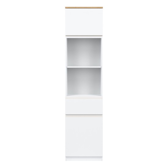 Шкафчик REMI 48 см, 2 двери и 1 ящик, левый или правый, белый и дуб эвок Шкафчик REMI 48 см, 2 двери и 1 ящик, левый или правый, белый и дуб эвок
