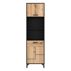 Bookcase S-LINE 54 cm, 2 doors, left or right, black with evoke oak fronts