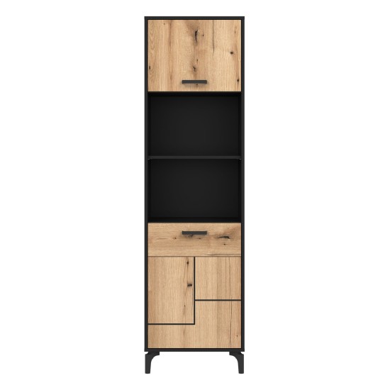 Bookcase S-LINE 54 cm, 2 doors, left or right, black with evoke oak fronts Bookcase S-LINE 54 cm, 2 doors, left or right, black with evoke oak fronts