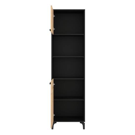 Bookcase S-LINE 54 cm, 2 doors, left or right, black with evoke oak fronts Bookcase S-LINE 54 cm, 2 doors, left or right, black with evoke oak fronts