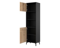 Bookcase S-LINE 54 cm, 2 doors, left or right, black with evoke oak fronts Bookcase S-LINE 54 cm, 2 doors, left or right, black with evoke oak fronts