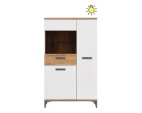Display cabinet SNOBI 85 cm, 3 doors, golden craft oak with alpine white gloss