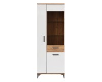 Display cabinet SNOBI 72 cm, 3 doors, golden craft oak with alpine white gloss