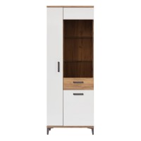 Display cabinet SNOBI 72 cm, 3 doors, golden craft oak with alpine white gloss