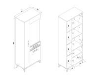 Display cabinet SNOBI 72 cm, 3 doors, golden craft oak with alpine white gloss