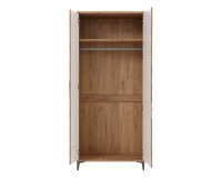 Wardrobe SNOBI 85 cm, 2 doors, golden craft oak with alpine white gloss