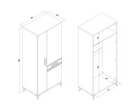 Wardrobe SNOBI 85 cm, 2 doors, golden craft oak with alpine white gloss