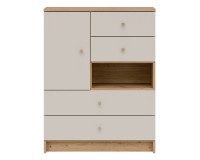 Chest of drawers TIMO 78 cm, artisan oak with cashmere matt fronts Chest of drawers TIMO 78 cm, artisan oak with cashmere matt fronts