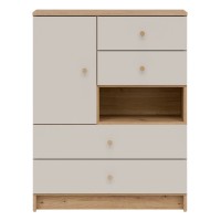 Chest of drawers TIMO 78 cm, artisan oak with cashmere matt fronts