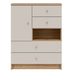 Chest of drawers TIMO 78 cm, artisan oak with cashmere matt fronts