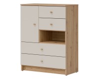 Chest of drawers TIMO 78 cm, artisan oak with cashmere matt fronts Chest of drawers TIMO 78 cm, artisan oak with cashmere matt fronts
