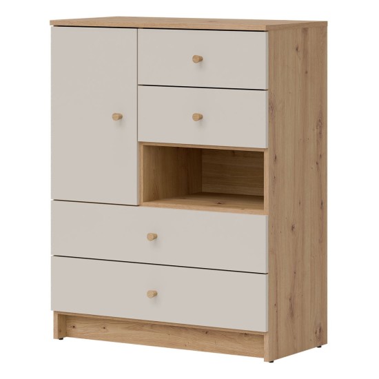 Chest of drawers TIMO 78 cm, artisan oak with cashmere matt fronts Chest of drawers TIMO 78 cm, artisan oak with cashmere matt fronts