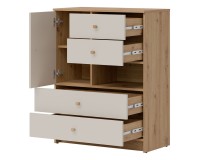 Chest of drawers TIMO 78 cm, artisan oak with cashmere matt fronts Chest of drawers TIMO 78 cm, artisan oak with cashmere matt fronts