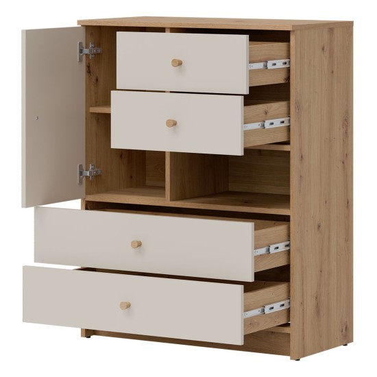 Chest of drawers TIMO 78 cm, artisan oak with cashmere matt fronts Chest of drawers TIMO 78 cm, artisan oak with cashmere matt fronts
