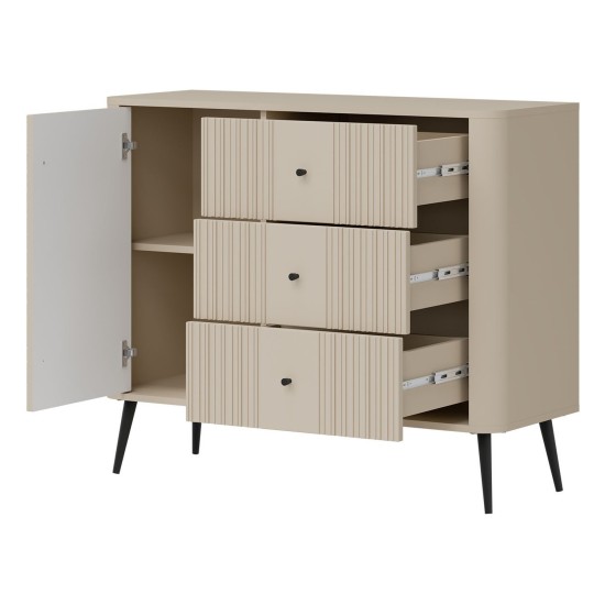 Chest of drawers VIGO 106 cm, 1 door and 3 drawers, cashmere Chest of drawers VIGO 106 cm, 1 door and 3 drawers, cashmere