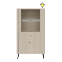 Display cabinet VIGO 90 cm, 4 doors and 1 drawer, cashmere