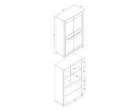 Sideboard YORK 91 cm, 4 doors, grandson oak with graphite