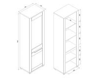 Cabinet YORK 58 cm, 2 doors, left or right, grandson oak with graphite Cabinet YORK 58 cm, 2 doors, left or right, grandson oak with graphite