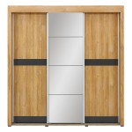 Wardrobe YORK 234 cm, 3 doors, with mirror, grandson oak with graphite