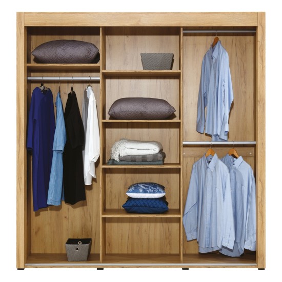 Wardrobe YORK 234 cm, 3 doors, with mirror, grandson oak with graphite Wardrobe YORK 234 cm, 3 doors, with mirror, grandson oak with graphite