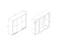 Wardrobe YORK 234 cm, 3 doors, with mirror, grandson oak with graphite Wardrobe YORK 234 cm, 3 doors, with mirror, grandson oak with graphite