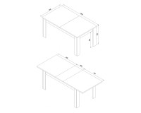 Dining table YORK 160 cm, extendable, grandson oak and graphite with grandson oak fronts Dining table YORK 160 cm, extendable, grandson oak and graphite with grandson oak fronts