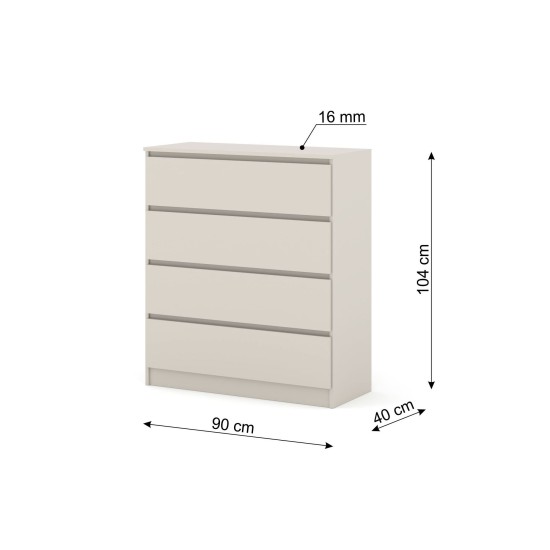 Комод MAJA S4 90 см, 4 ящика, кашемир Комод MAJA S4 90 см, 4 ящика, кашемир