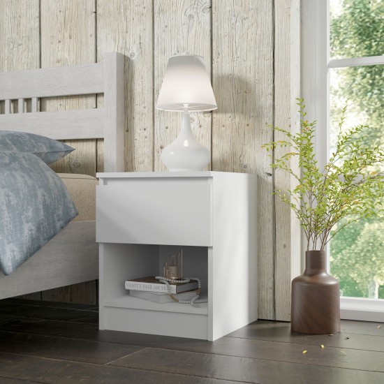 Bedside table MAJA S1 40 cm, white mat