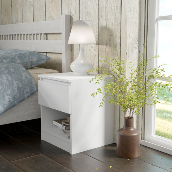 Bedside table MAJA S1 40 cm, white mat