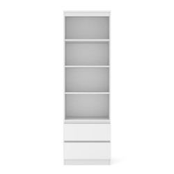 Bookcase MAJA 60 cm open, 2 drawers, white mat