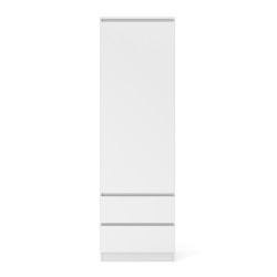 Bookcase MAJA 60 cm with a door, 2 drawers, white mat