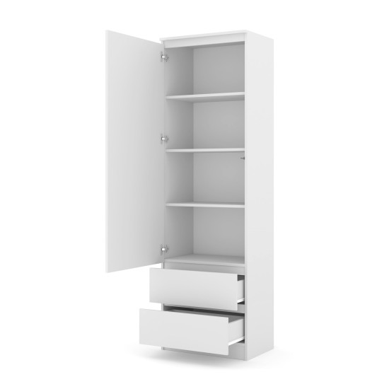Bookcase MAJA 60 cm with a door, 2 drawers, white mat Bookcase MAJA 60 cm with a door, 2 drawers, white mat