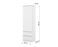 Bookcase MAJA 60 cm with a door, 2 drawers, white mat Bookcase MAJA 60 cm with a door, 2 drawers, white mat