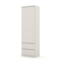 Bookcase MAJA 60 cm with a door, 2 drawers, cashmere