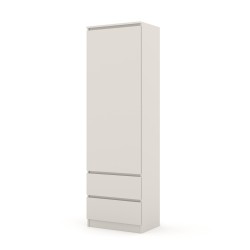 Bookcase MAJA 60 cm with a door, 2 drawers, cashmere