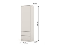 Bookcase MAJA 60 cm with a door, 2 drawers, cashmere Bookcase MAJA 60 cm with a door, 2 drawers, cashmere