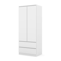 Wardrobe MAJA 80 cm, 2 doors and 2 drawers, white mat