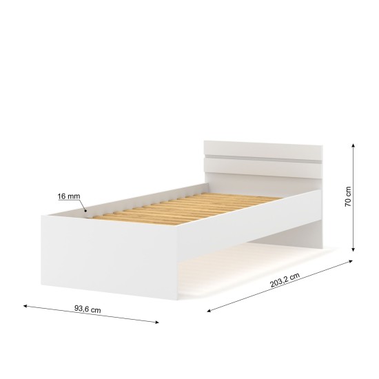 Кровать MAJA 90x200 см с основанием, белый матовый