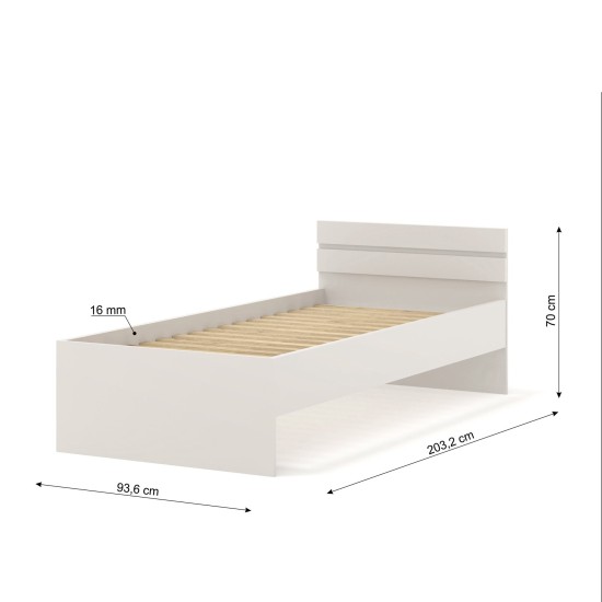 מיטת יחיד MAJA 90x200 עם בסיס, קשמיר מיטת יחיד MAJA 90x200 עם בסיס, קשמיר