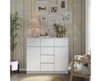 Комод MAJA 120 см, 2 дверцы и 6 ящиков, белый матовый Комод MAJA 120 см, 2 дверцы и 6 ящиков, белый матовый
