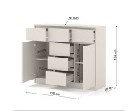 Комод MAJA 120 см, 2 дверцы и 6 ящиков, кашемир Комод MAJA 120 см, 2 дверцы и 6 ящиков, кашемир