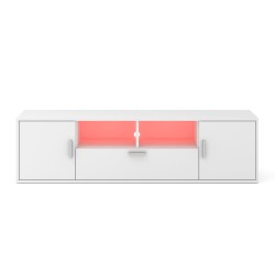 מזנון טלוויזיה BLANCA 150 עם תאורת RGB, לבן מט