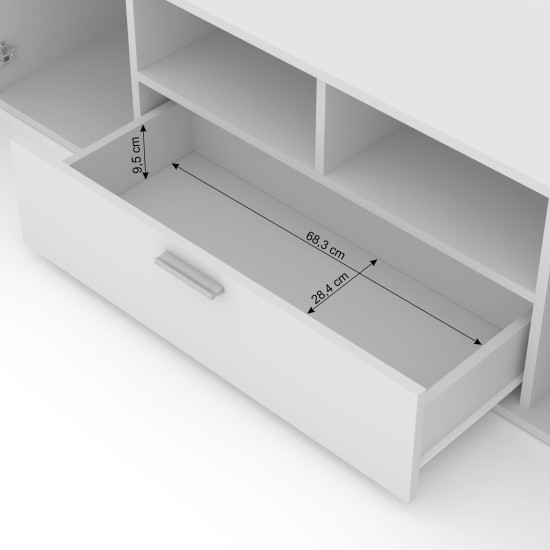 TV unit BLANCA 150 cm with RGB lighting, white mat